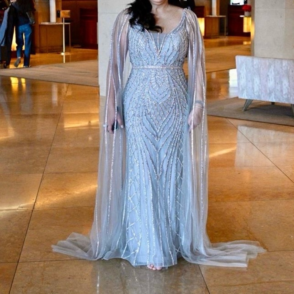 Elegant Silver Evening Gown